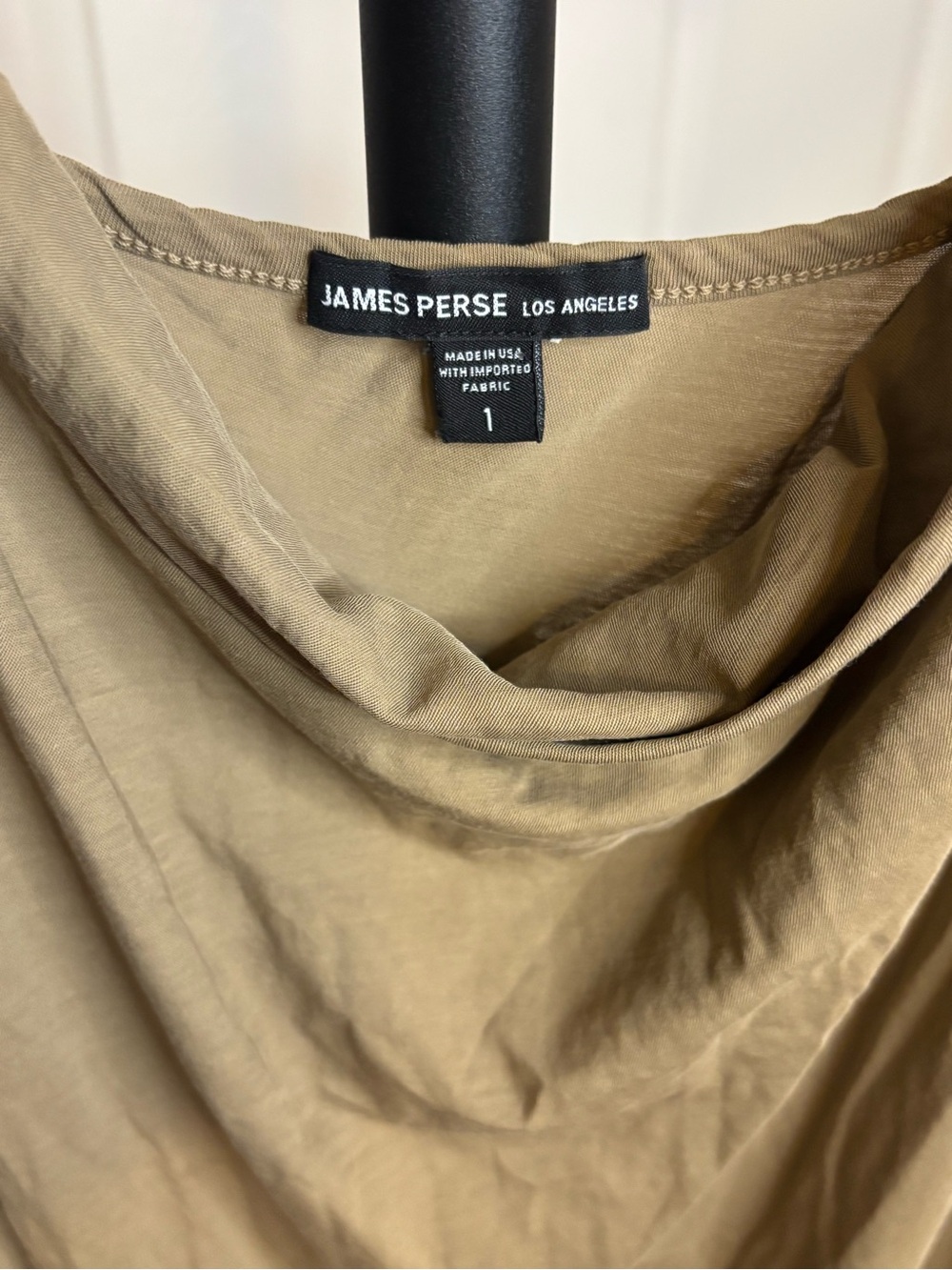 James Perse Olive-Tan Cowl Neck Slip Midi Dress - Picture 3 of 7
